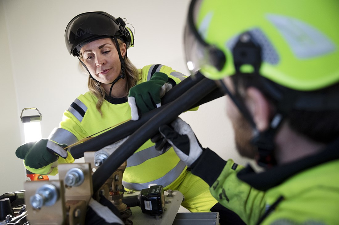 Annelie utför arbete tillsammans med kollega.