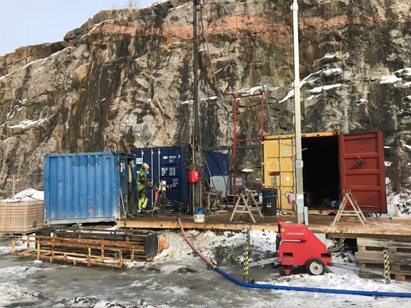 Borrutrustning från Göteborg Energis djupgeotermiska borrning.